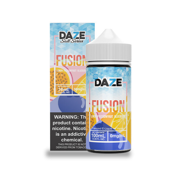 Lemon Passionfruit Blueberry Iced by 7Daze Fusion 100mL with packaging