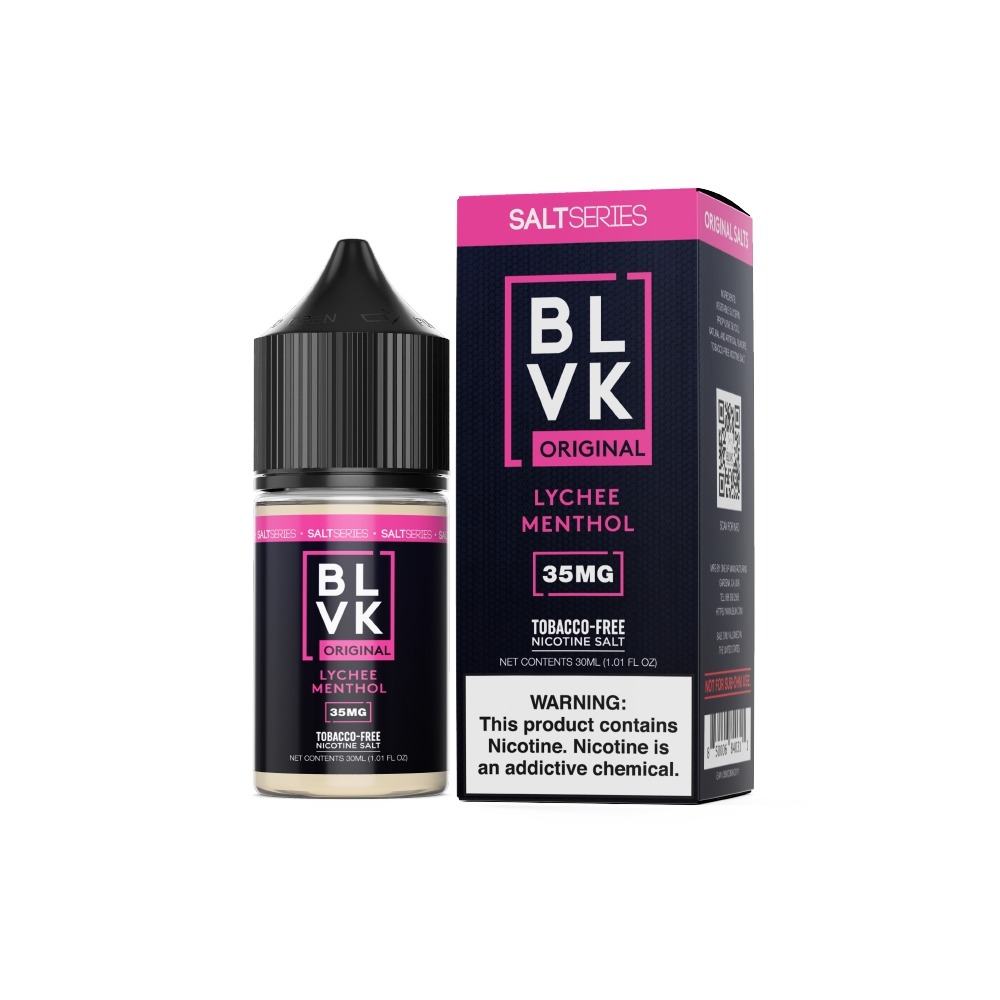 Lychee Menthol by BLVK TFN Salt with packaging