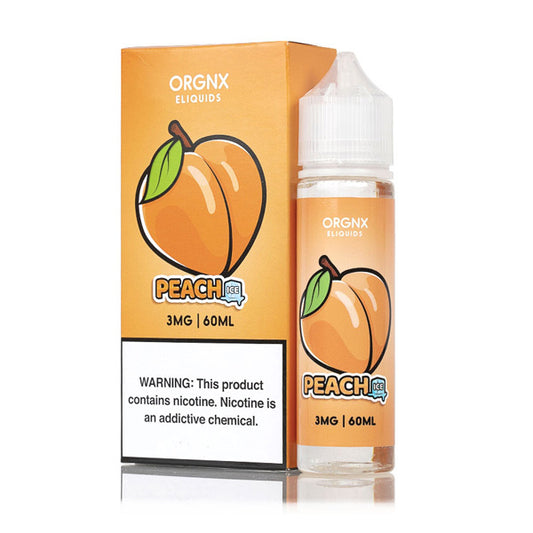 Peach Ice by ORGNX Series E-Liquid 60mL (Freebase) with packaging