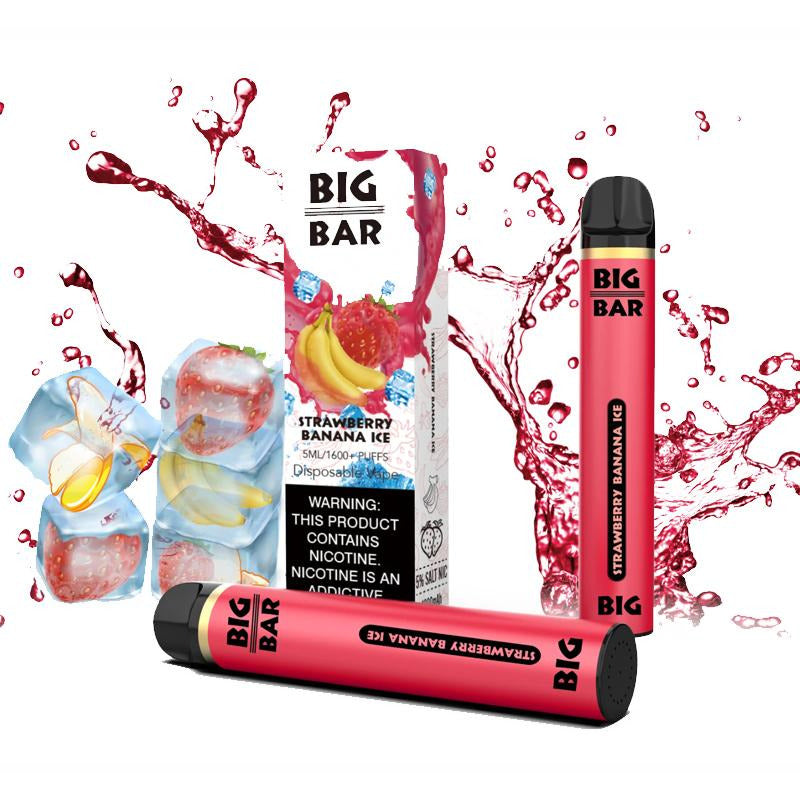 Big Bar Disposable | 1600 Puffs | 5mL Strawberry Banana Ice with Packaging