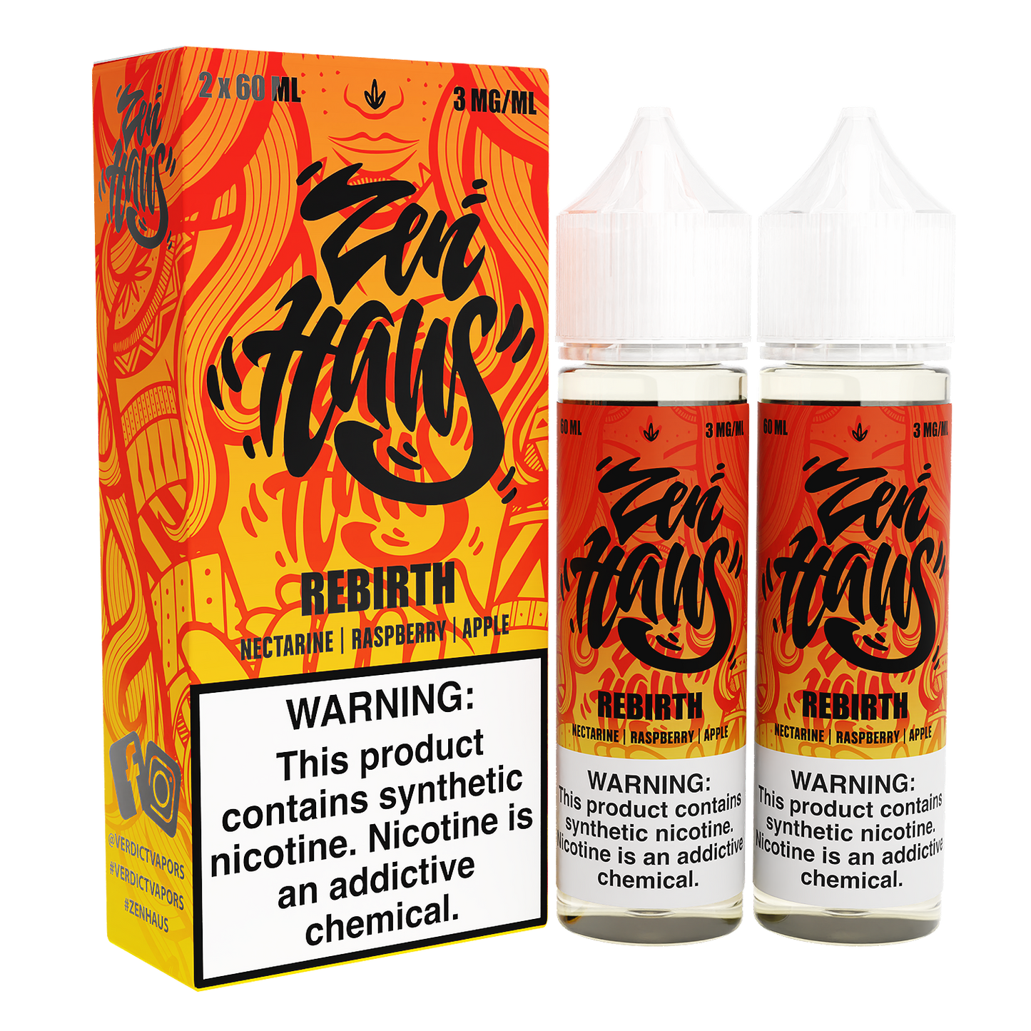 Rebirth by ZEN HAUS E-Liquid 2X 60ml with Packaging