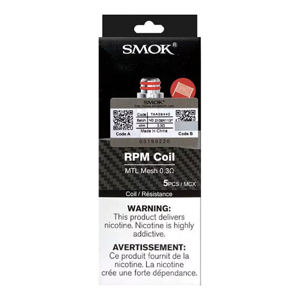 SMOK RPM40 Replacement Coils (Pack of 5) MTL Mesh 0.3ohm Packaging