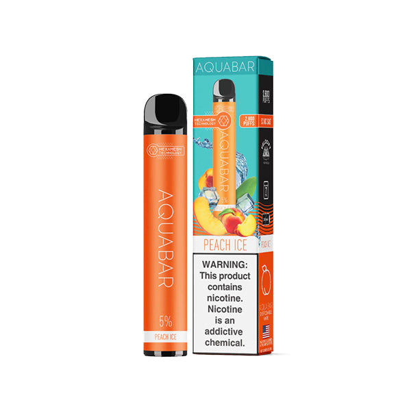 AquaBar Disposable | 2800 Puffs | 7mL peach ice with packaging