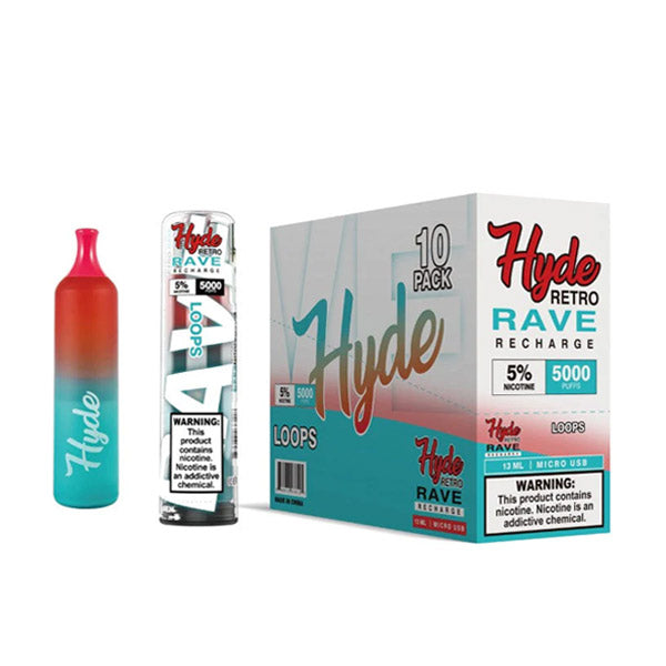 Hyde Retro RAVE Disposable | 5000 Puffs | 12mL loops with packaging