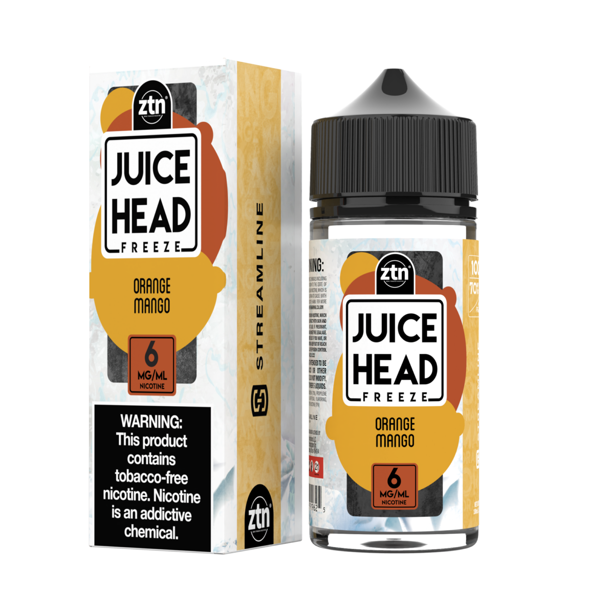 Orange Mango Freeze by Juice Head Series E-Liquid 100mL (Freebase) with packaging