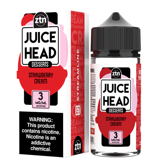 Strawberry Cream by Juice Head Series E-Liquid 100mL (Freebase) with packaging