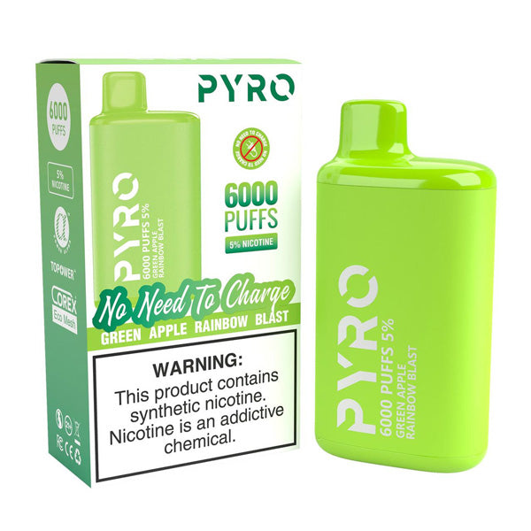 Pyro Disposable | 6000 Puffs | 13ml | 5% Green Apple Rainbow Blast