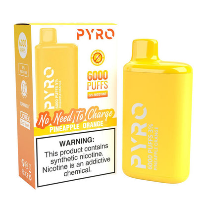 Pyro Disposable 6000 Puffs 13ml - Pineapple Orange 50mg with packaging