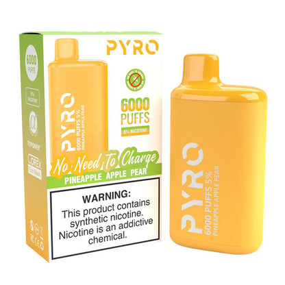 Pyro Disposable 6000 Puffs 13ml - Pineapple Pear Apple 50mg with packaging