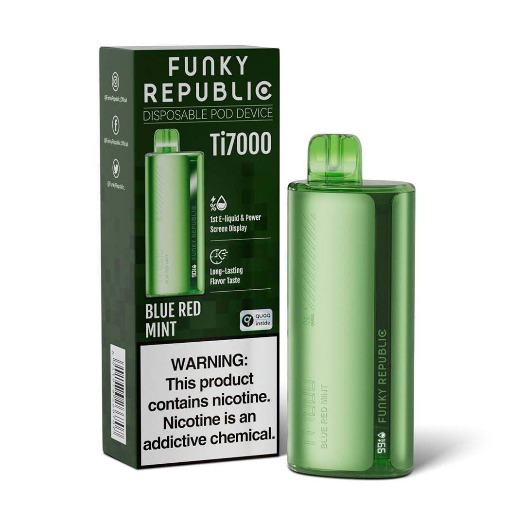 Funky Republic Ti7000 Disposable | 7000 Puff | 12.8mL | 4%-5% Blue Red Mint with Packaging