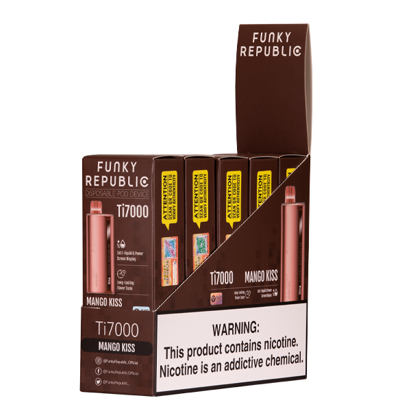 Funky Republic Ti7000 Disposable | 7000 Puff | 12.8mL | 4%-5% Mango Kiss with Packaging