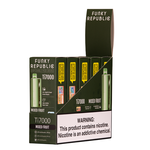 Funky Republic Ti7000 Disposable | 7000 Puff | 12.8mL | 4%-5% Mixed Fruit with Packaging
