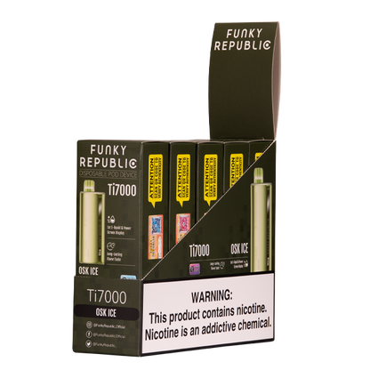 Funky Republic Ti7000 Disposable | 7000 Puff | 12.8mL | 4%-5% Osk Ice with Packaging