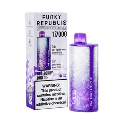 Funky Republic Ti7000 Disposable | 7000 Puff | 12.8mL | 4%-5% Frozen Edition Blueberry Duo Ice with Packaging