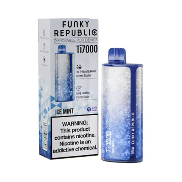 Funky Republic Ti7000 Disposable | 7000 Puff | 12.8mL | 4%-5% Frozen Edition Ice Mint with Packaging