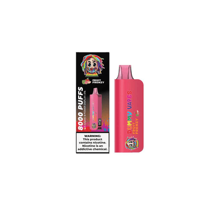 Dummy Vapes Disposable | 8000 Puffs | 18mL | 50mg Fruity Frenzy with Packaging