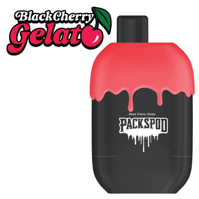 Packspod Disposable | 5000 Puffs | 12mL | 50mg Black Cherry Gelato Cherry Pop 