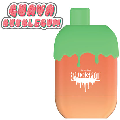 Packspod Disposable | 5000 Puffs | 12mL | 50mg Guava Bubblegum Sweet Guava