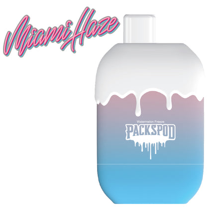 Packspod Disposable | 5000 Puffs | 12mL | 50mg Miami Haze Watermelon Freeze