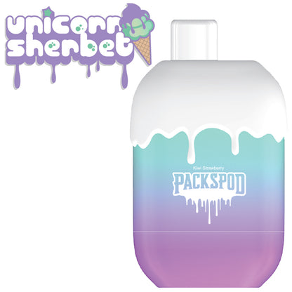 Packspod Disposable | 5000 Puffs | 12mL | 50mg Unicorn Sherbert Kiwi Strawberry