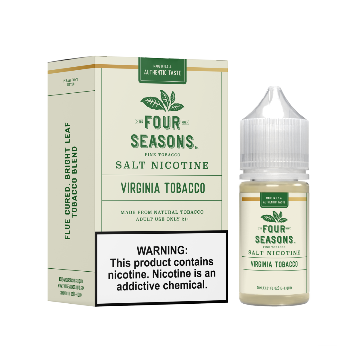 Virginia Tobacco by Four Seasons Salt Series 30ML with Packaging