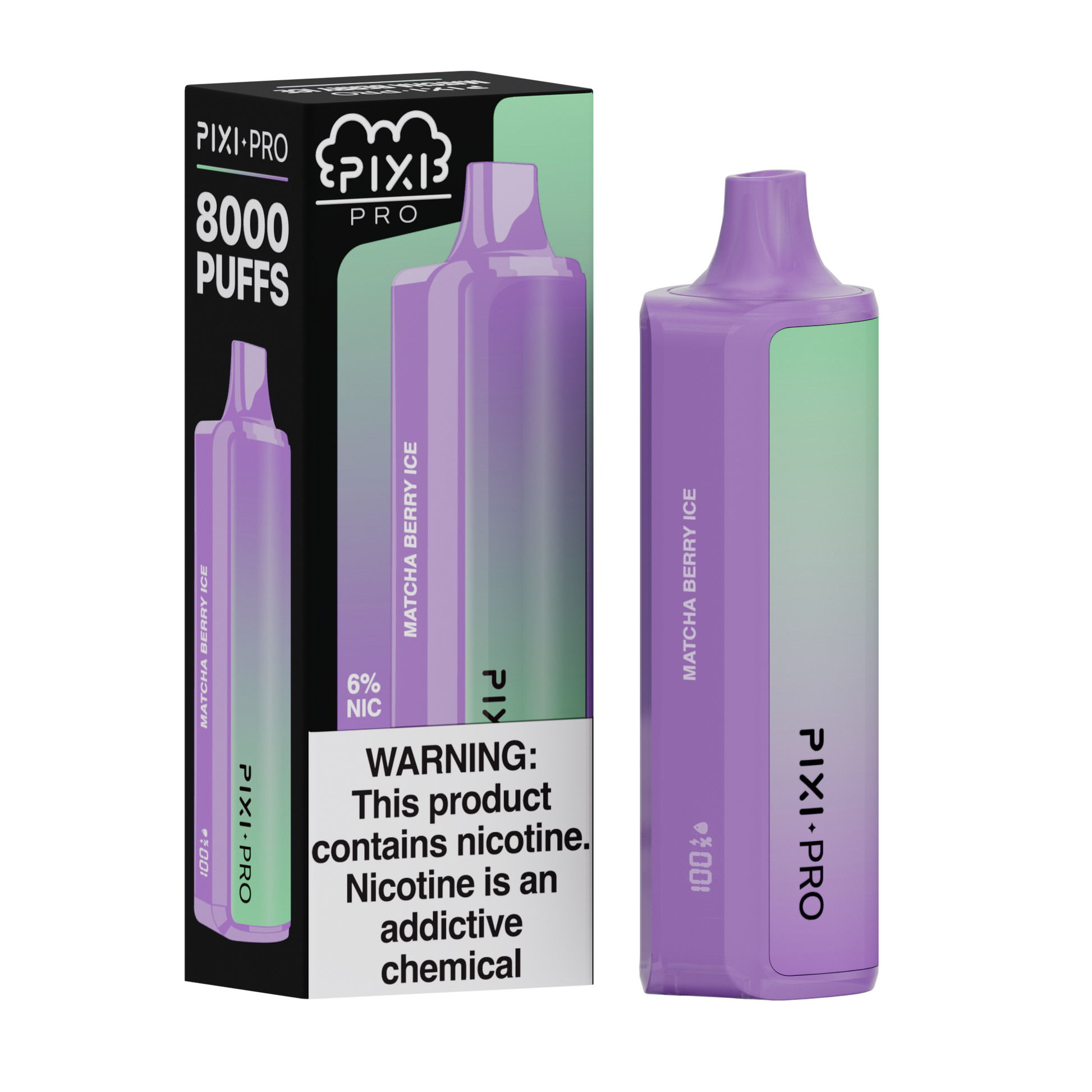 Puff Pixi Pro Disposable | 8000 puffs | 14mL Matcha Berry Ice with packaging