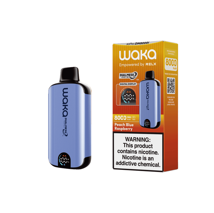 WAKA SoPro DM8000 14mL 8000 Puff Disposable Peach Blue Raspberry with packaging