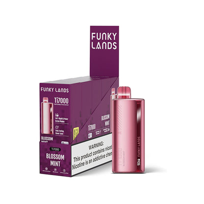 Funky Lands Ti7000 Disposable 7000 Puff 12.8mL 40-50mg blossom mint with packaging