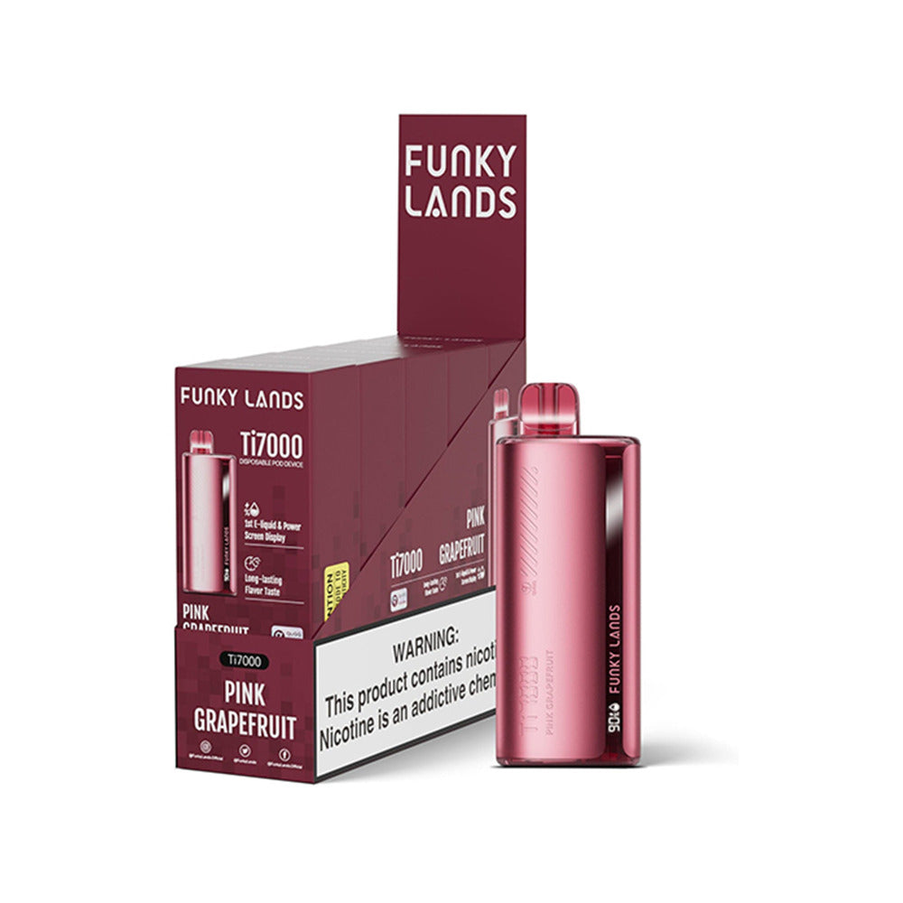 Funky Lands Ti7000 Disposable 7000 Puff 12.8mL 40-50mg pink graperfruit with packaging