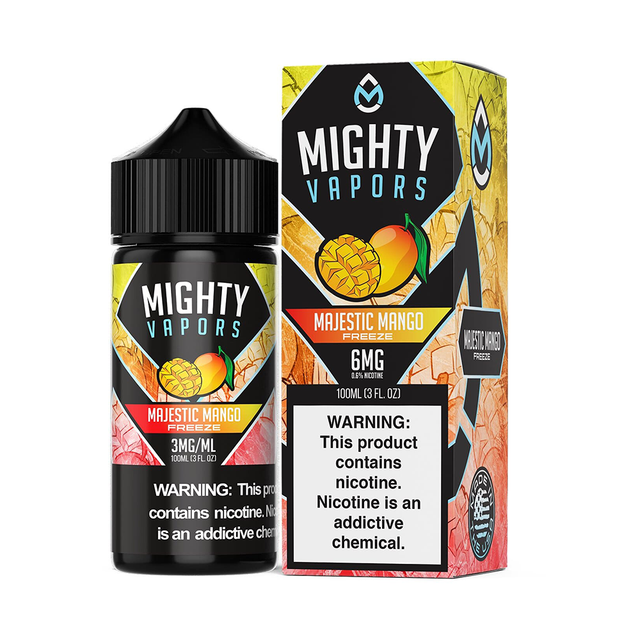 Majestic Mango Freeze by Mighty Vapors E-Juice 100ml (Freebase) 6mg bottle with Packaging