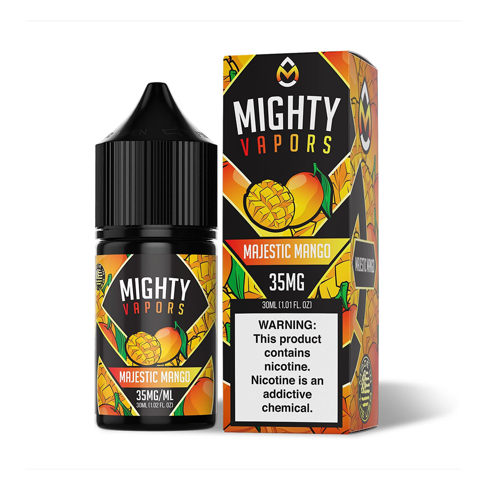 Majestic Mango by Mighty Vapors Salt Series E-Liquid 30mL (Salt Nic) 35mg bottle with Packaging