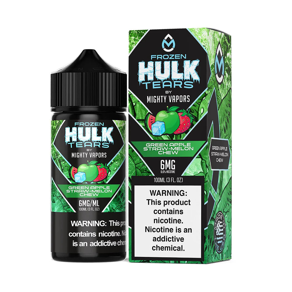 Frozen Green Apple Straw-Melon Chew by Mighty Vapors Hulk Tears E-Juice 100mL (Freebase)