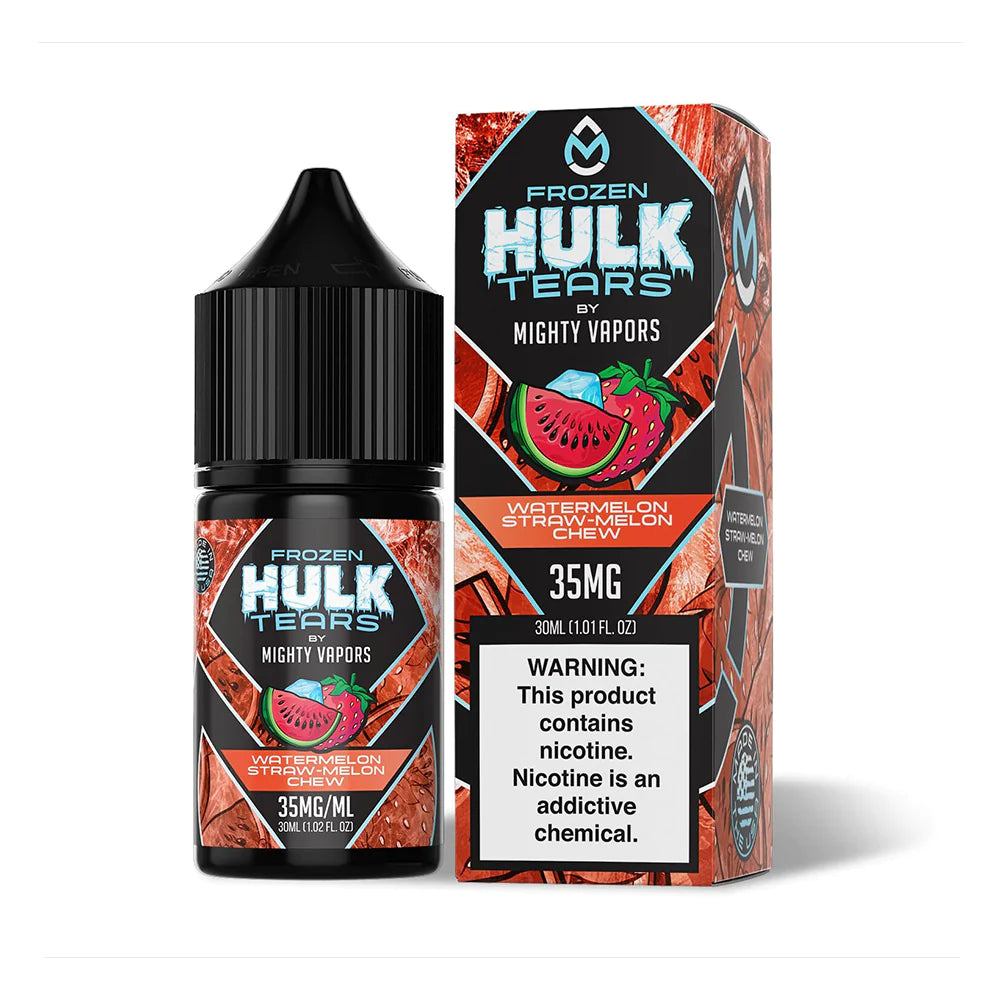 Frozen Watermelon Straw-Melon Chew by Mighty Vapors Hulk Tears Salt Series E-Liquid 30mL (Salt Nic) with packaging