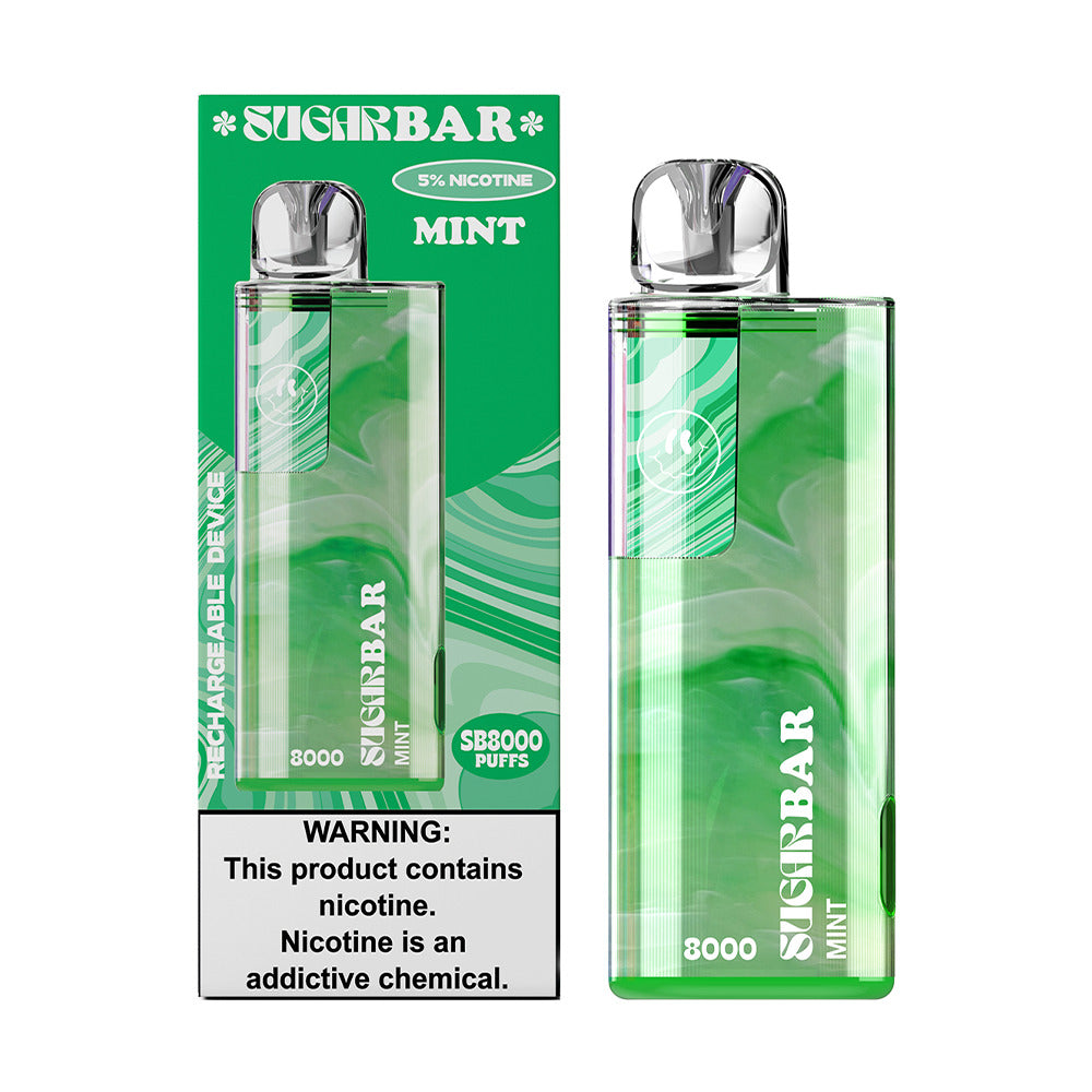 Sugarbar SB8000 Disposable 8000 Puffs 16mL 50mg mint with packaging 