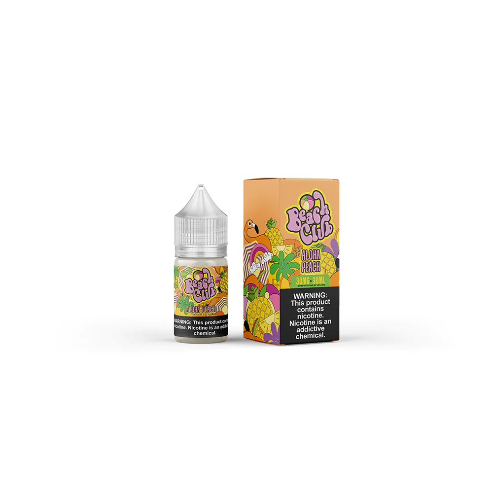 Aloha Peach by Beach Club E-Liquid 30mL (Salts) Bottle with Packaging