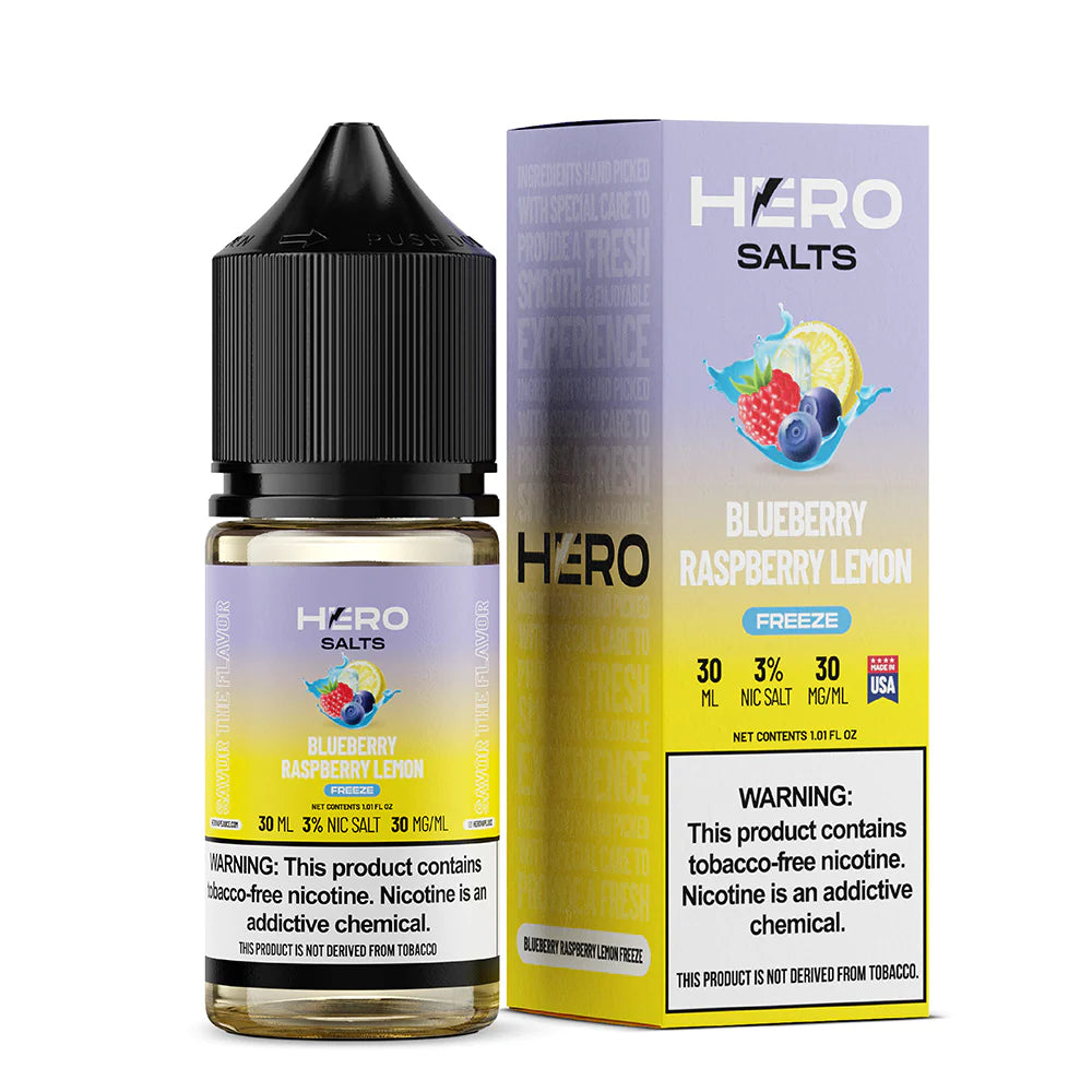 Blueberry Raspberry Lemon Freeze by Hero E-Liquid 30mL (Salts) with Packaging