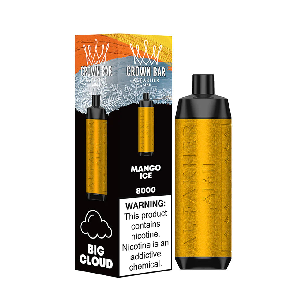 Crown Bar AF8000 Disposable 8000 Puffs 18mL 50mg Mango Ice with packaging