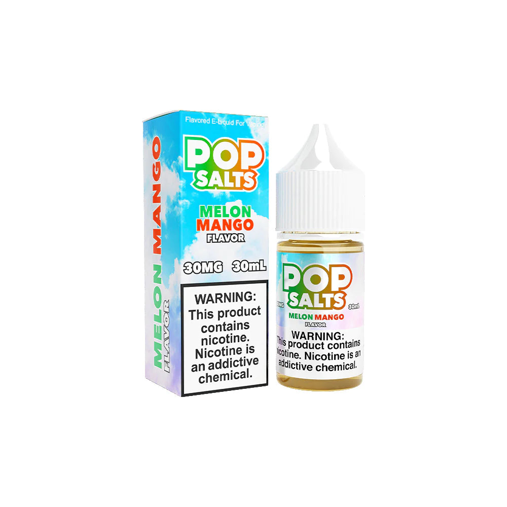 Melon Mango by Pop Salts E-Liquid 30mL Salt Nic bottle with packaging