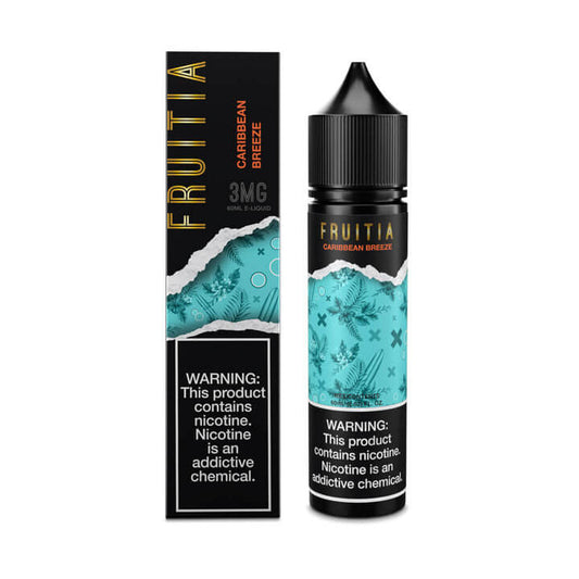 Caribbean Breeze FRUITIA by Fresh Farms E-Liquid 60mL (Freebase) bottle with packaging