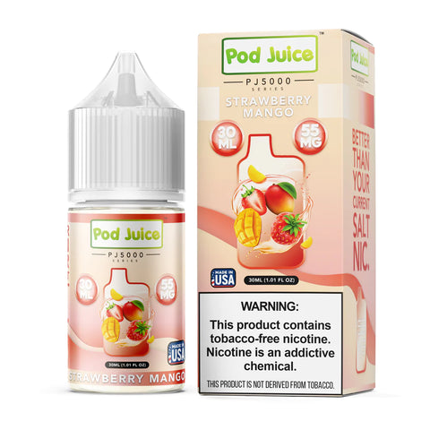 Strawberry Mango by Pod Juice TFN PJ5000 Salt Series E-Liquid 30mL bottle with packaging