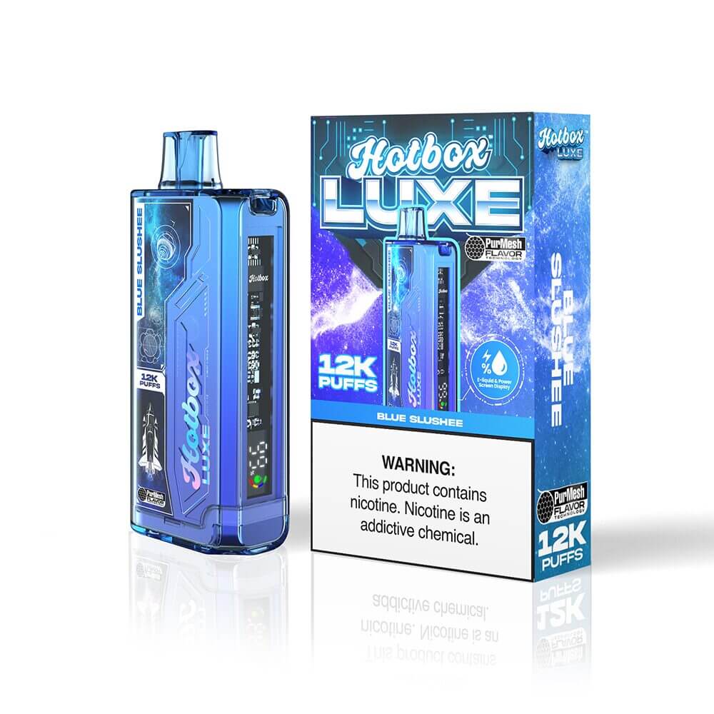 Puff HotBox Luxe Disposable 12000 puffs 20mL 50mg | Blue Slushee with packaging