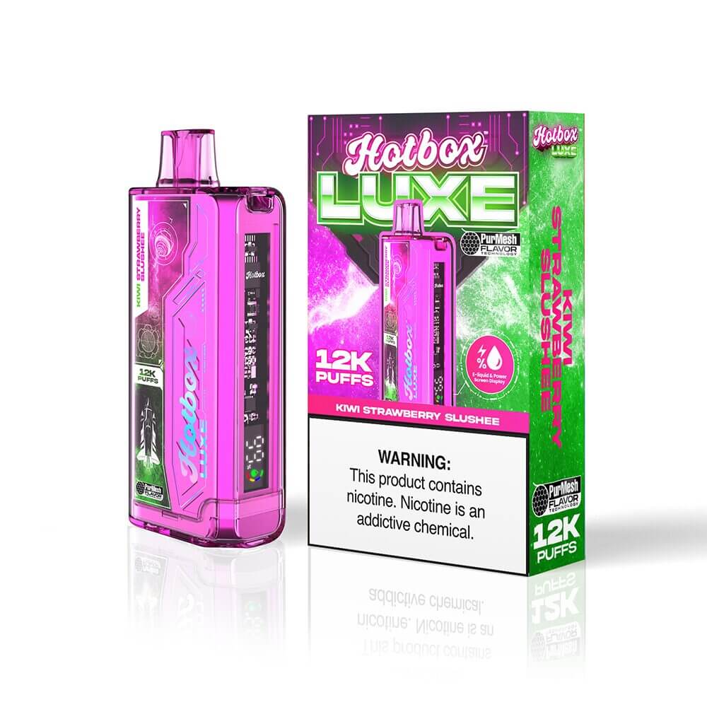 Puff HotBox Luxe Disposable 12000 puffs 20mL 50mg | Kiwi Strawberry Slushee with packaging