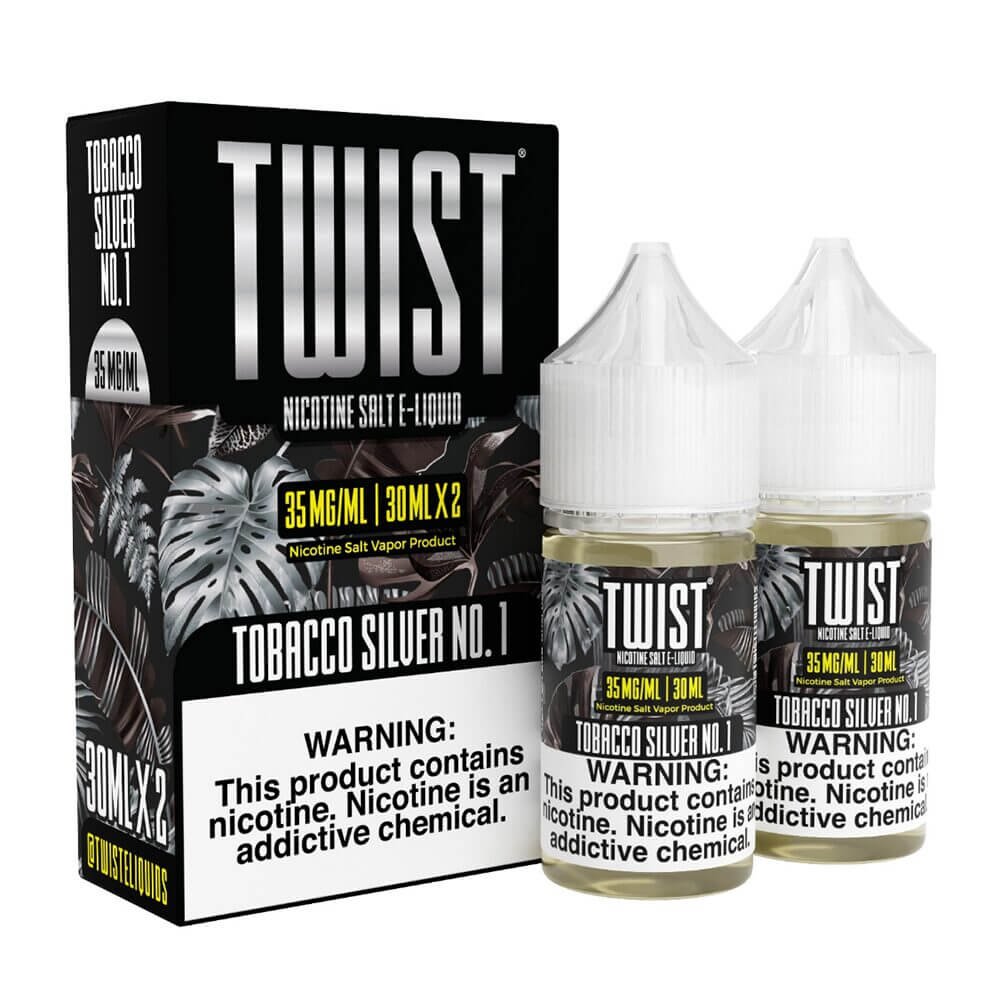 Tobacco Silver No. 1 by Twist Salts Series E-Liquid x2-30mL (Salt Nic) 35mg bottle with packaging