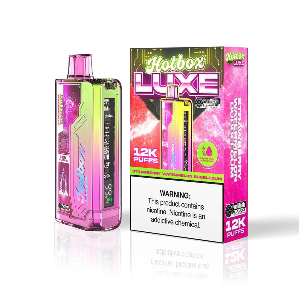 Puff HotBox Luxe Disposable 12000 puffs 20mL 50mg | Strawberry Watermelon Bubblegum with packaging