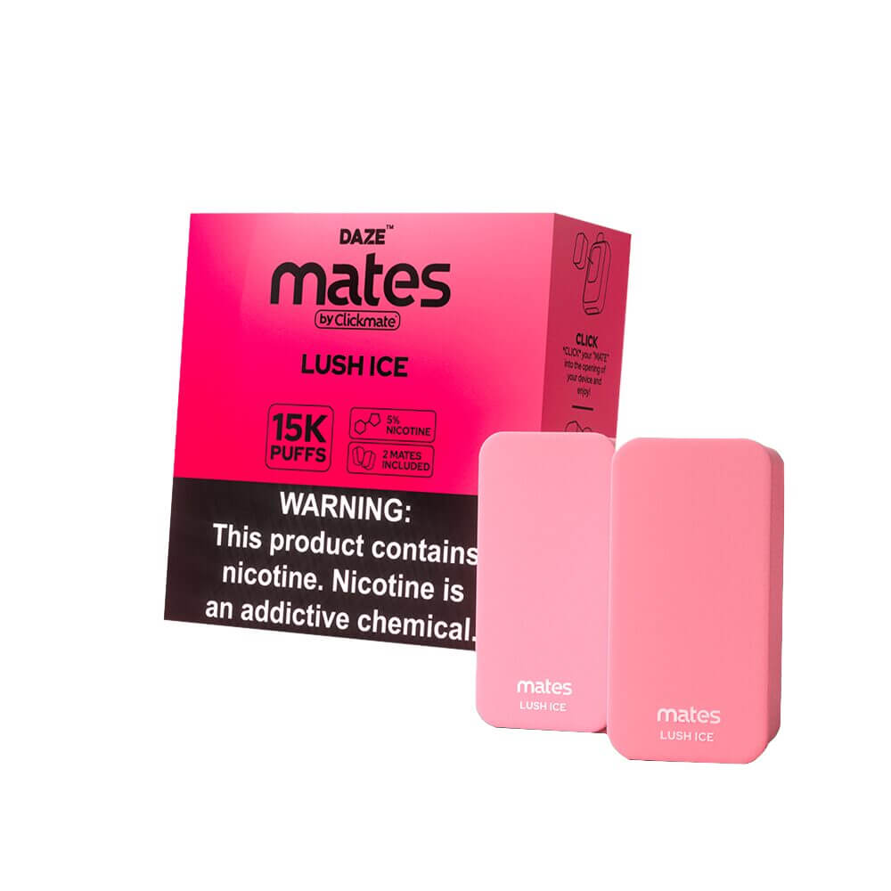 7Daze Click-mates Pre-Filled Replacement Pod 9mL 2-Pack | 15000 Puffs 18mL 50mg Lush Ice with packaging