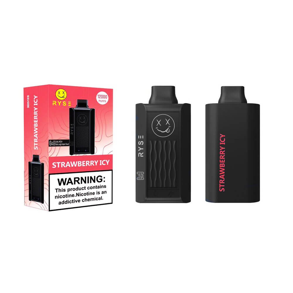 Ryse Disposable 12000 Puffs 18mL 50mg Strawberry Icy with packaging
