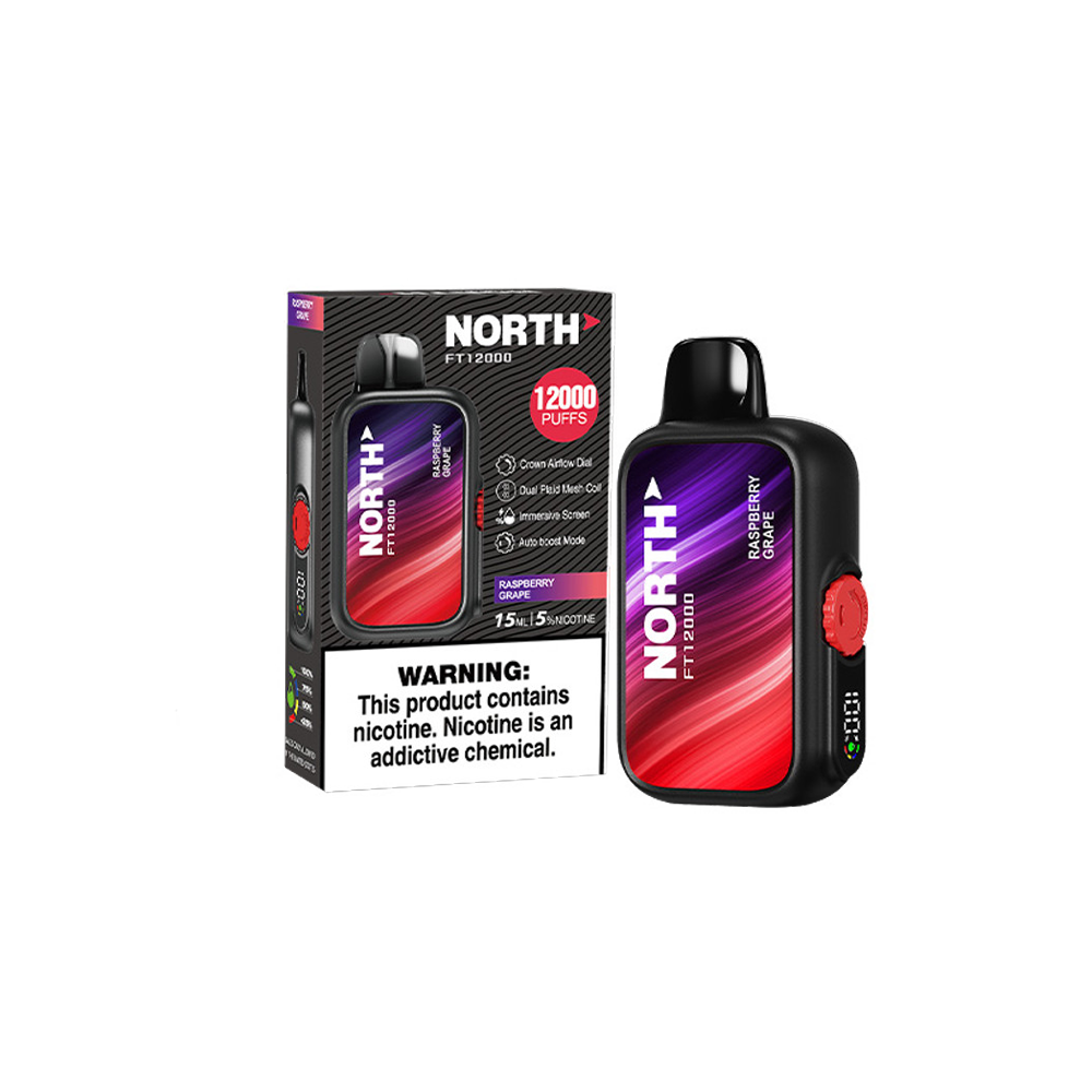 North FT12000 Disposable 12000 Puffs 15mL 50mg | Raspberry Grape with packaging