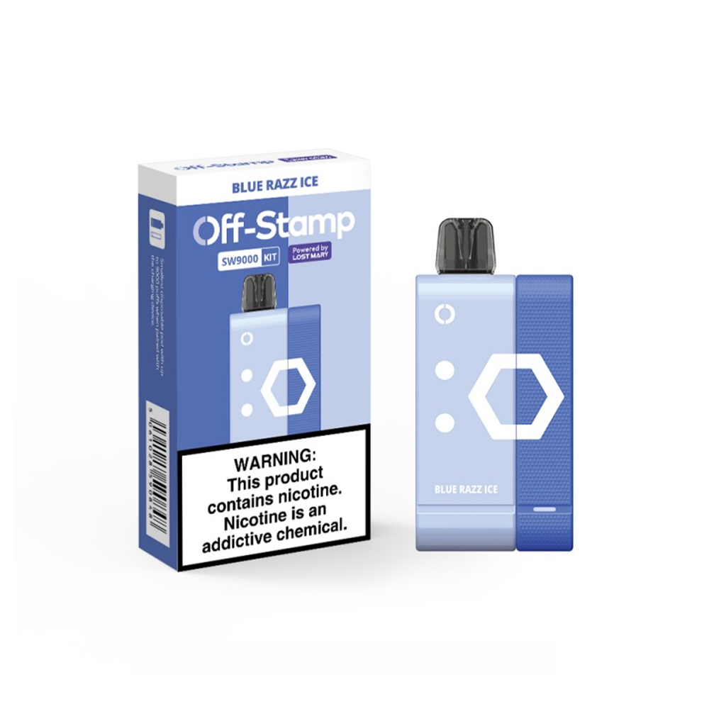 Off Stamp Disposable Kit 9000 Puffs 13mL 50mg (Disposable + Power Dock) | Blue Razz Ice with packaging