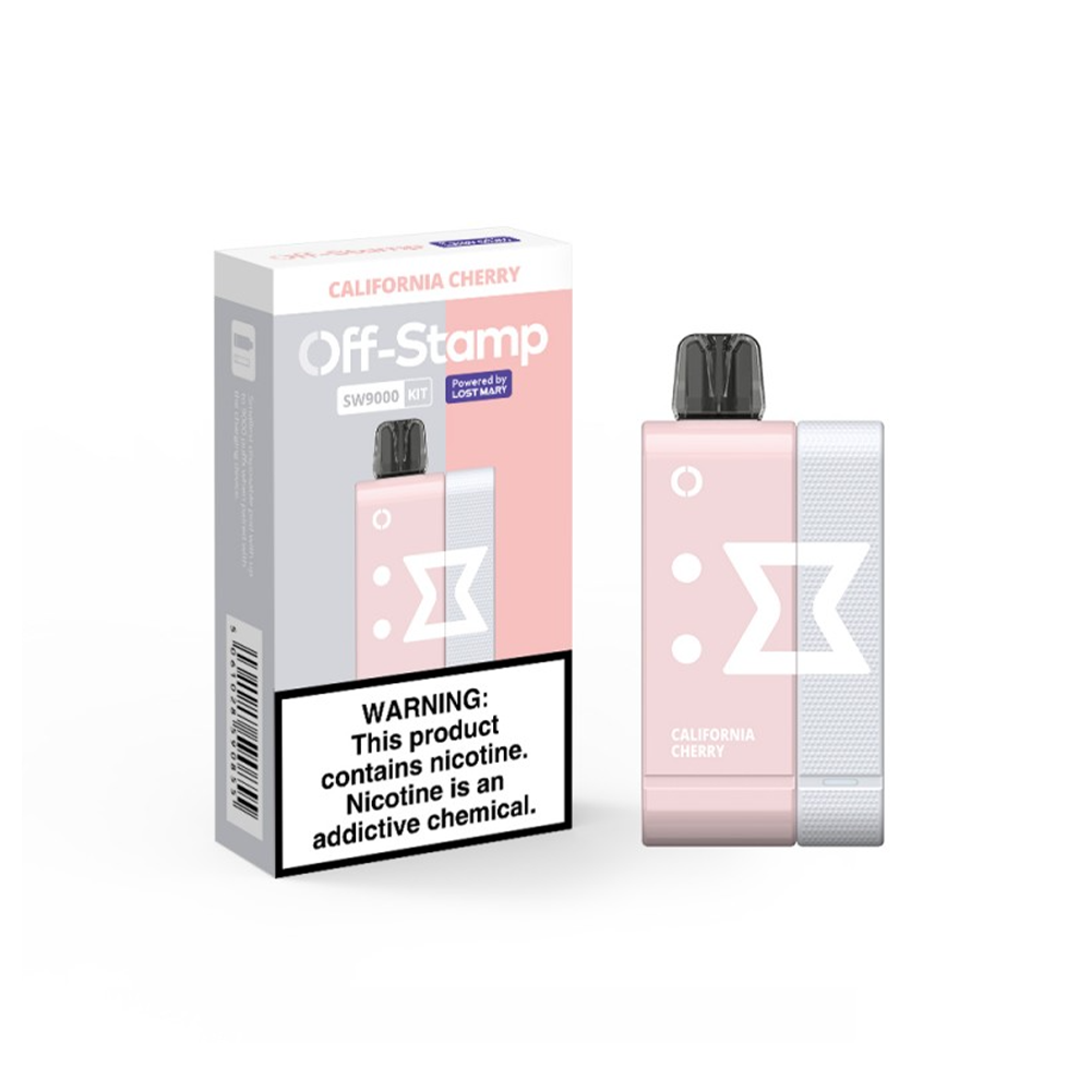 Off Stamp Disposable Kit 9000 Puffs 13mL 50mg (Disposable + Power Dock) | California Cherry with packaging