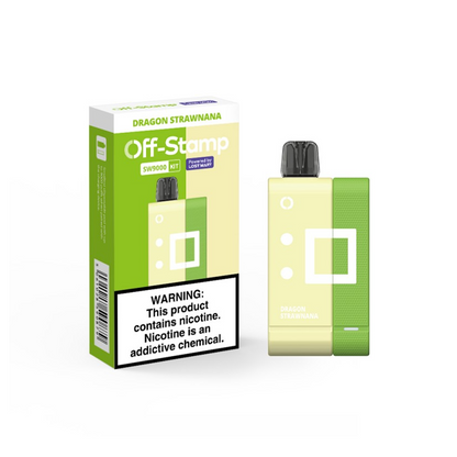 Off Stamp Disposable Kit 9000 Puffs 13mL 50mg (Disposable + Power Dock) | Dragon Strawnana with packaging